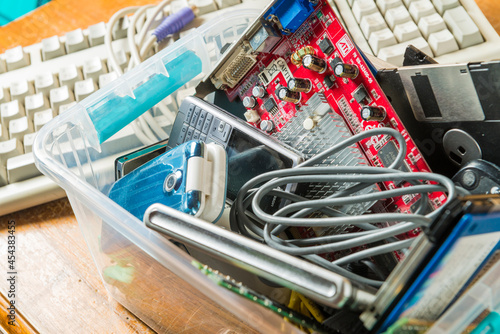 Obsolete electronic and technological objects.