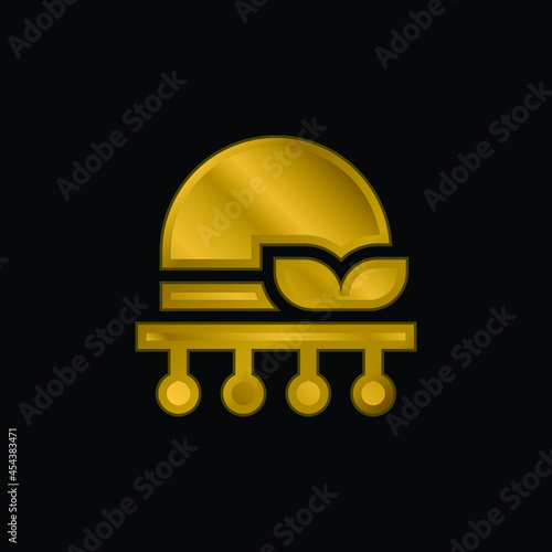 Bonnet gold plated metalic icon or logo vector