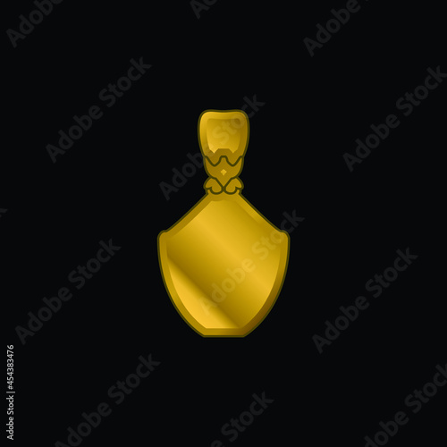 Bottle Shape gold plated metalic icon or logo vector