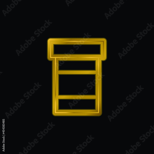 Bottle Of Pills gold plated metalic icon or logo vector