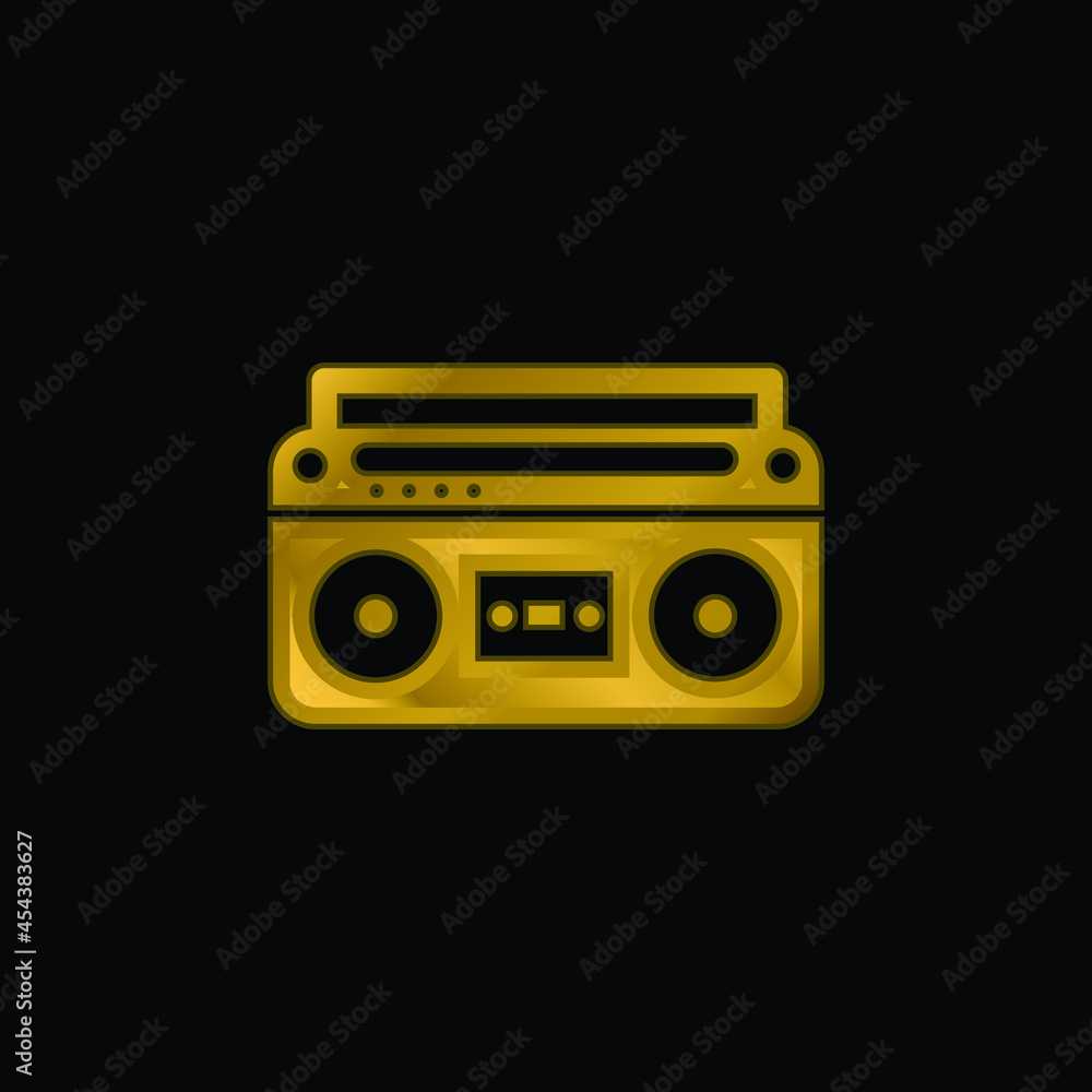 Boom Box With Controls And Settings gold plated metalic icon or logo vector