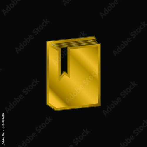 Book With Marker gold plated metalic icon or logo vector