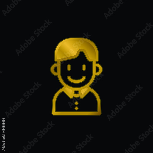 Boy gold plated metalic icon or logo vector