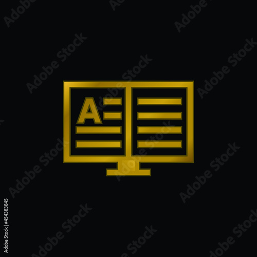 Book gold plated metalic icon or logo vector