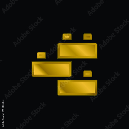 Brick gold plated metalic icon or logo vector