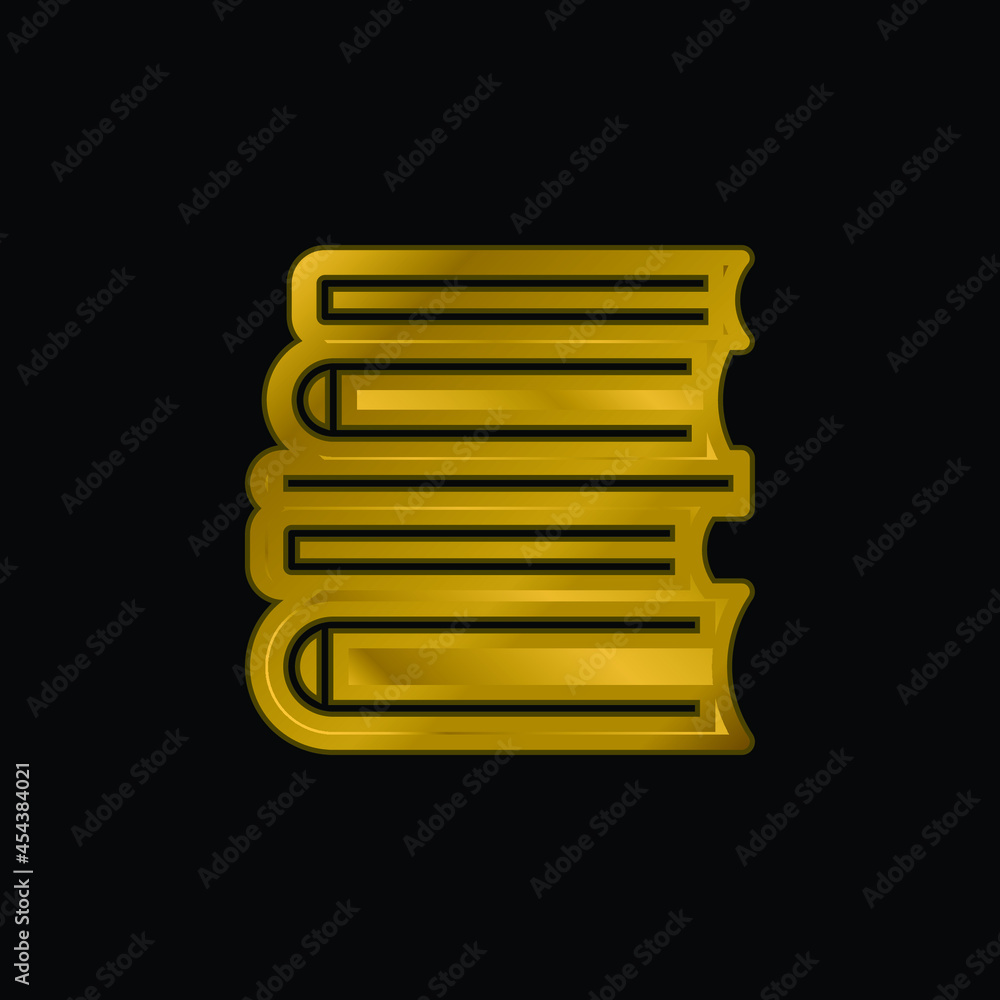 Books gold plated metalic icon or logo vector Books gold plated metalic icon or logo vector