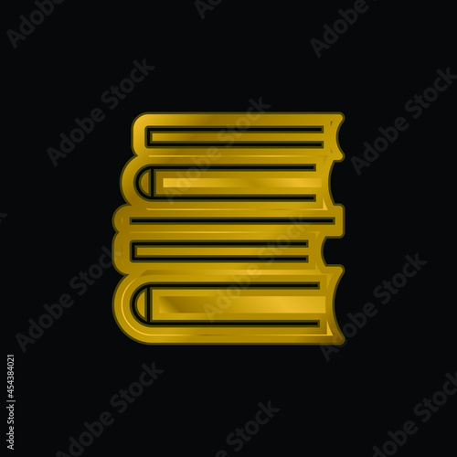 Books gold plated metalic icon or logo vector