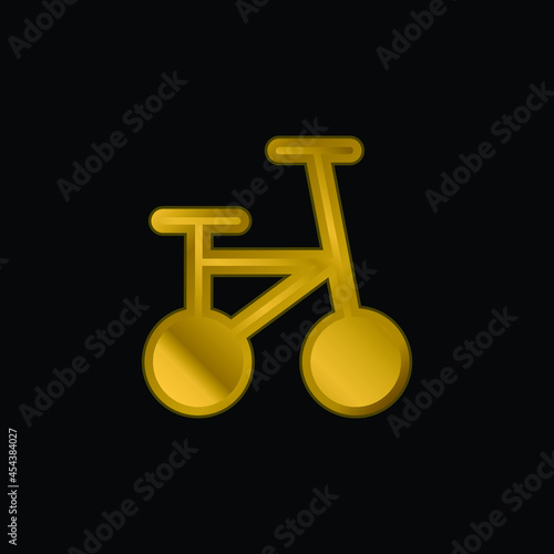 Bicycle gold plated metalic icon or logo vector