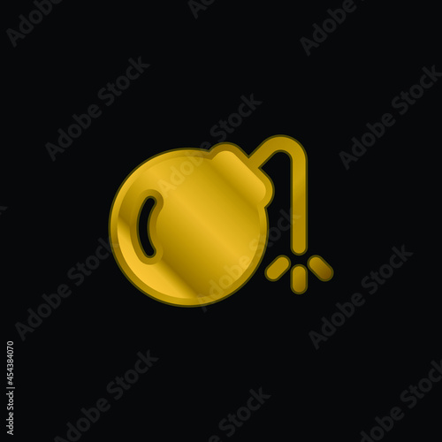 Bomb gold plated metalic icon or logo vector