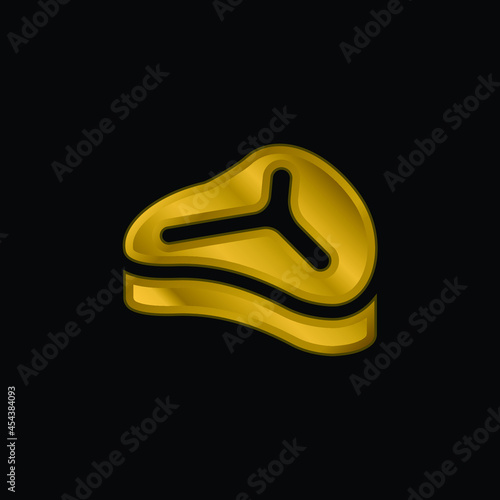 Big Steak gold plated metalic icon or logo vector