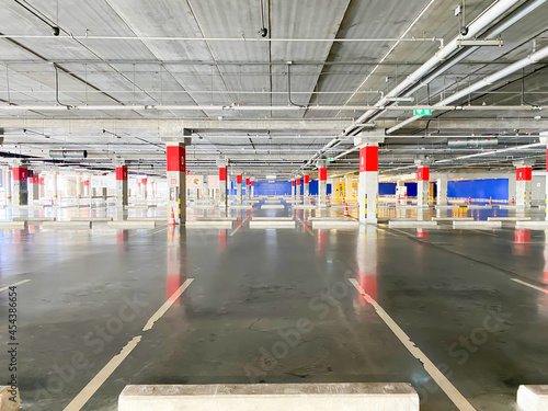 The empty parking lot of department store in pandemic time