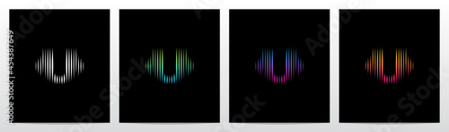 Vertical Lines Graphic Equalizer Letter Logo Design U