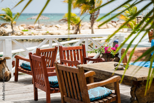 Beautiful Deck Patio Table in Ocean Point Resort in St. John's Antigua © Ben Velazquez