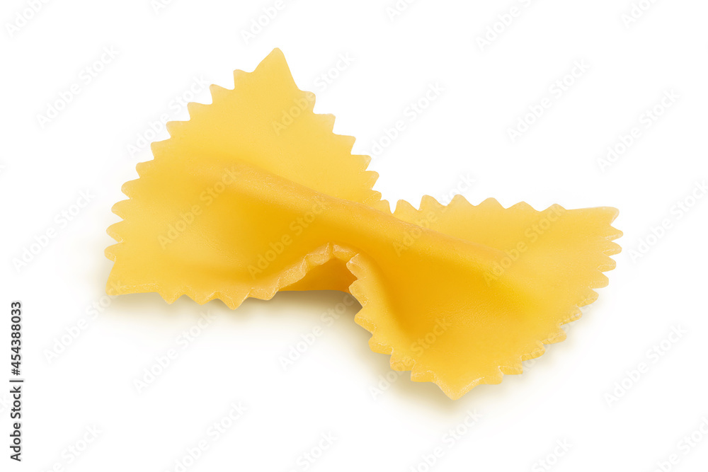 Bow tie pasta isolated on white background with clipping path and full depth of field. Bow tie pasta isolated on white background with clipping path and full depth of field.
