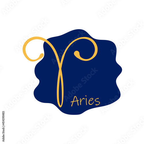 Astrological zodiac signs.  Horoscope, aries symbol. Constellations on blue. Banner, poster, background, flyer, icon. Flat vector illustration, isolated objects
