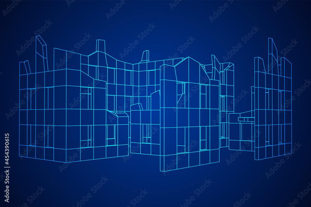 Destroyed building ruin and concrete, war destruction concept. Wireframe low poly mesh vector illustration. Destroyed building ruin and concrete, war destruction concept. Wireframe low poly mesh vector illustration.