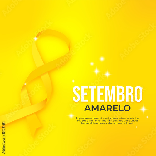 Setembro amarelo / Yellow september suicide prevention month. Setembro Amarelo vector. Setembro amarelo background with ribbon Vector background