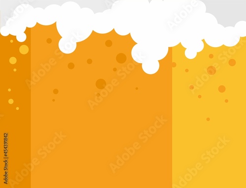 Beer background. Beer and foam in a flat style. An empty space for the text.