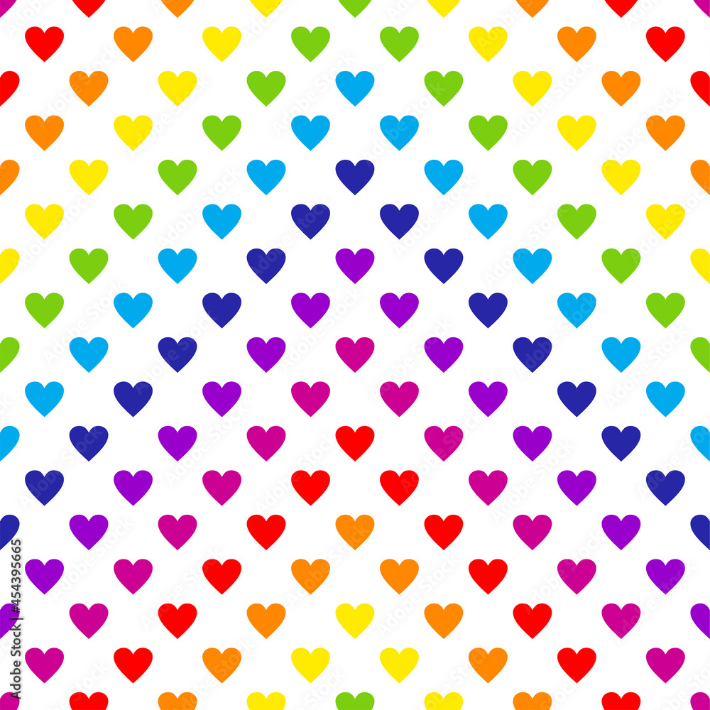 rainbow heart on white background. Seamless pattern. Texture for fabric ...