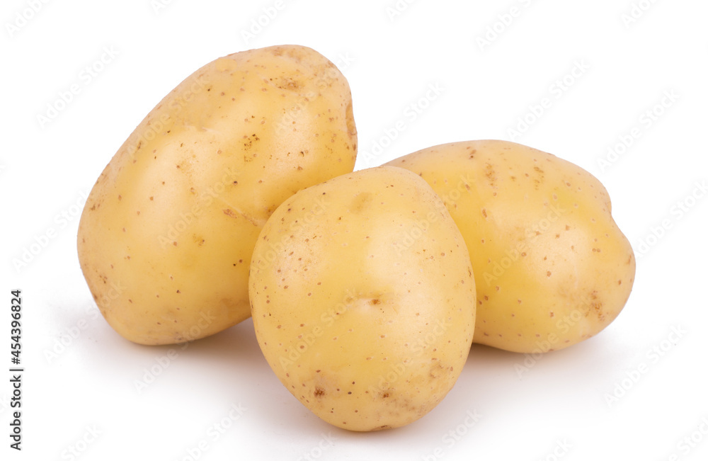 Group of potatoes isolated on white background close up Group of potatoes isolated on white background close up