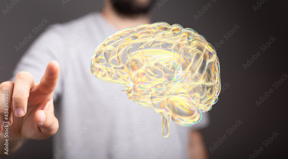 3d rendering of human brain on technology background 3d rendering of human brain on technology background