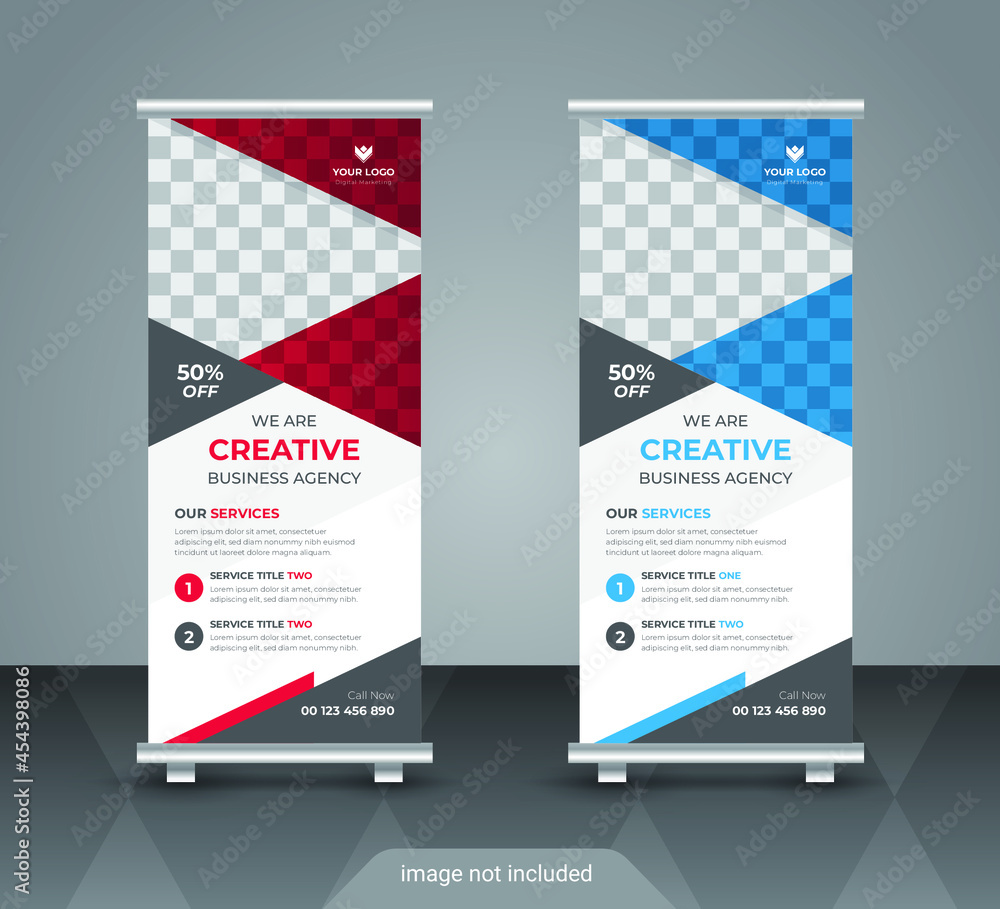 Corporate business roll up or stand banner template with abstract design