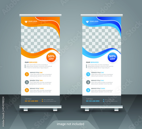 Corporate business roll up or stand banner template with abstract design