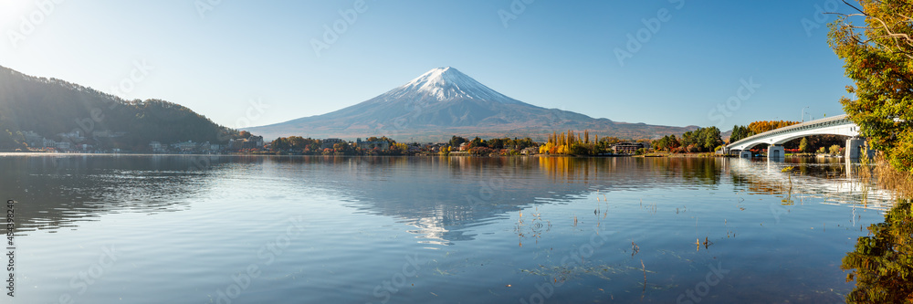 Mount Fuji and Lake Kawaguchi panorama, Yamanashi Prefecture, Japan