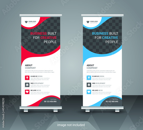 Corporate business roll up or stand banner template with abstract design