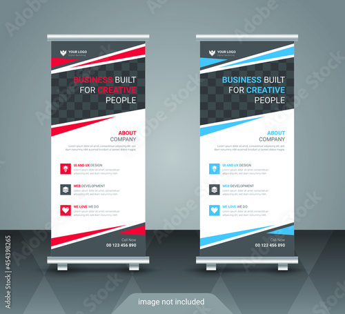 Corporate business roll up or stand banner template with abstract design