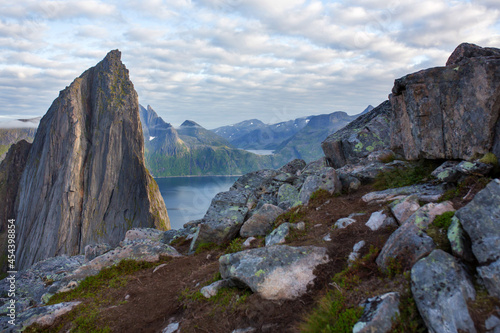 Segla mountain on Senja island, North Norway. Amazing beautiful landscape and splendid nature in scandinavian country