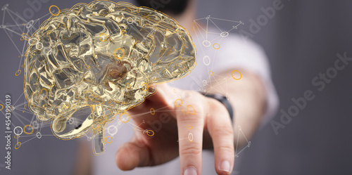 Brain. Digital brain. 3D Sc...