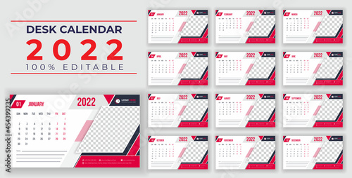 Print-ready desk Calendar design 2022 victor template, victor banner eps or social media design, new desk and wall calendar design with creative and dynamic shapes for print-ready design
