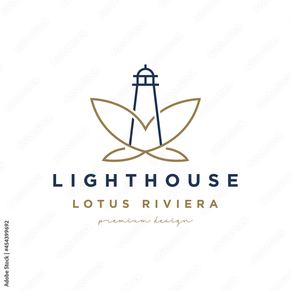 Lighthouse lotus logo design premium concept Lighthouse lotus logo design premium concept