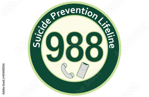 T988 A graphic with a USA suicide prevention phone number as a motif. photo