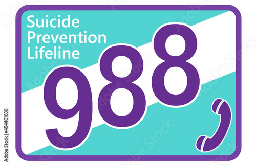 988 A graphic with a USA suicide prevention phone number as a motif.