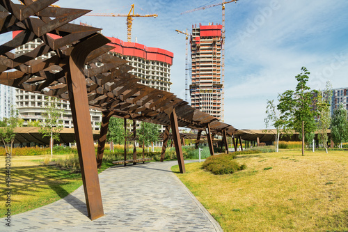 Morning view of architecture park Tufeleva roscha, Moscow, Russia. photo