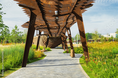 Morning view of architecture park Tufeleva roscha, Moscow, Russia. photo