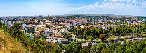 Aerial panoramic view of Cluj Napoca city in Transylvania, Romania. Cluj panorama cityscape