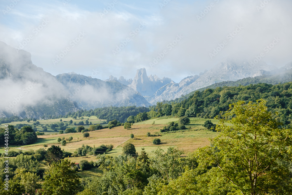 Meadows in Asturias, Spain, with the Naranjo de Bulnes in the background.