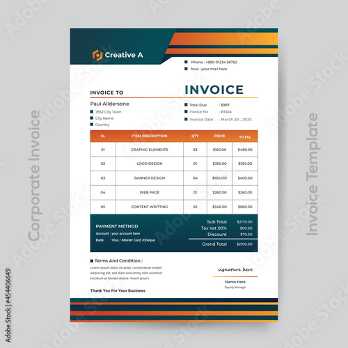 Professional Premuim Vector Invoice Template