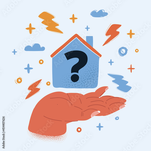 Vector illustration of question mark inside house shape.