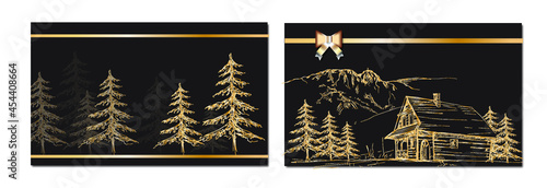 Las, pocztówka, drzewa, drzewo, złoto, zima, podhale, zakopane,  photo