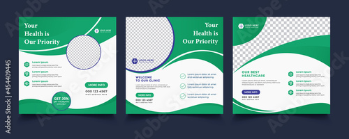 Medical Social Media Post Template, Editable Healthcare Social Media Banner Template. Social media post design template free vector. Anyone can use This Design Easily