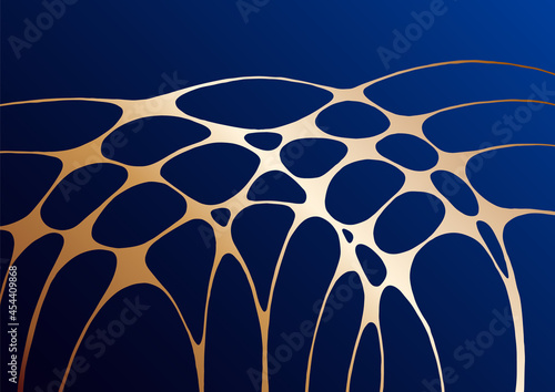 Premium background with luxury fluid shapes and gold grid structure lines.