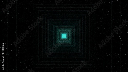 Animated perspective particle tunnel moving
