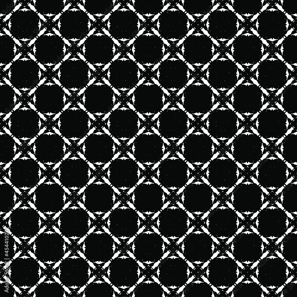 Fototapeta premium Black and white surface pattern texture. Bw ornamental graphic design. Mosaic ornaments. Pattern template. Vector illustration.