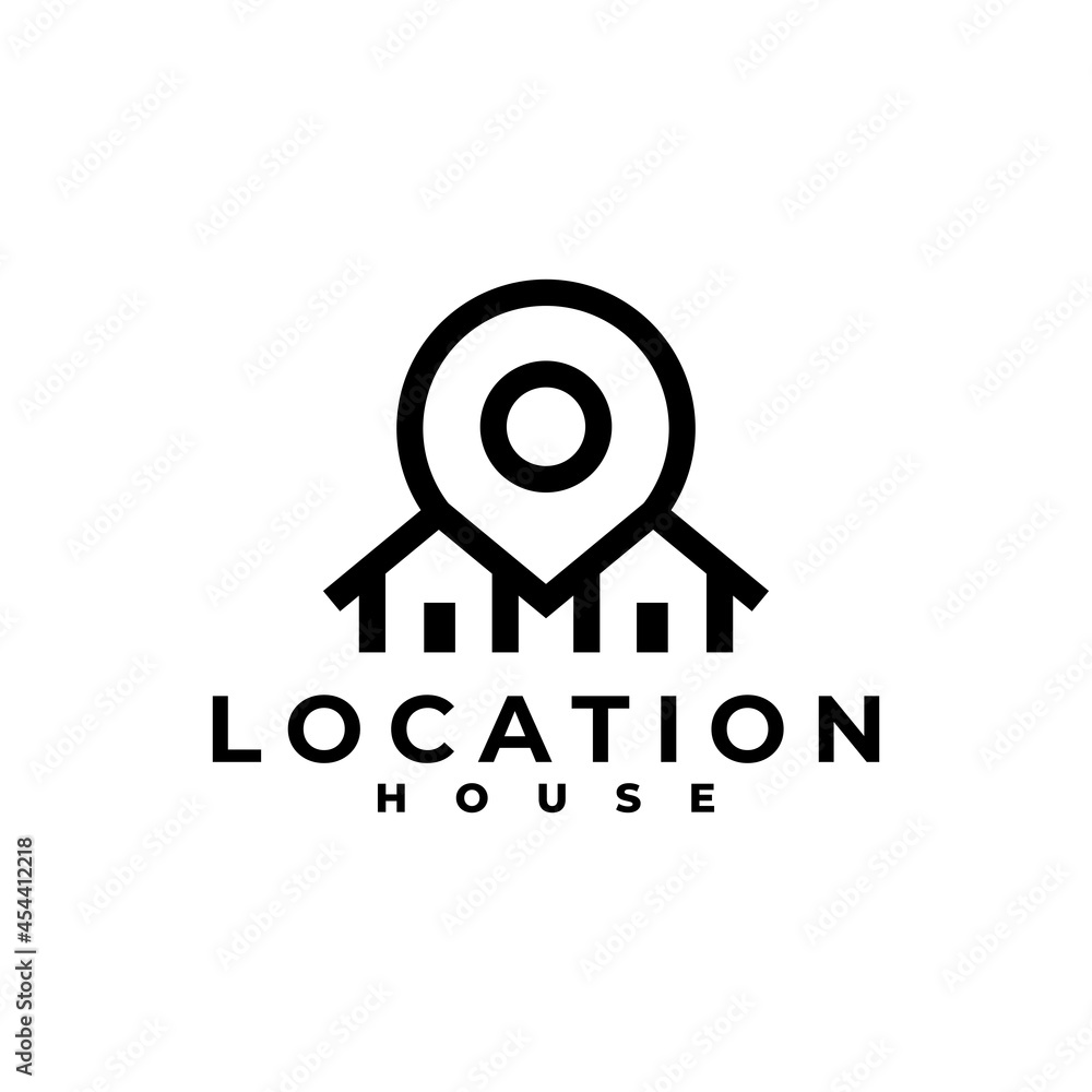 illustration of a two house with a icon location in the center, good for real estate company or any business related to house. illustration of a two house with a icon location in the center, good for real estate company or any business related to house.