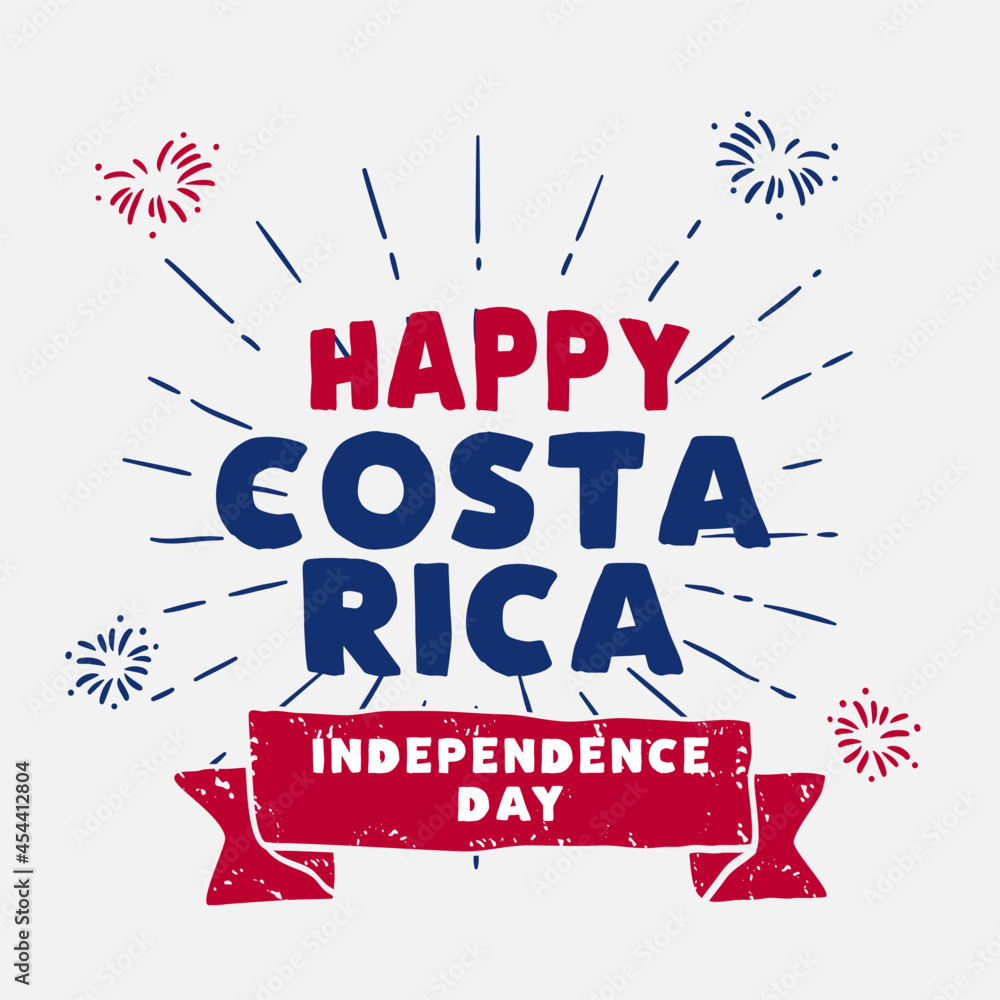 Fototapeta premium Square Banner illustration of Costa Rica independence day celebration. Waving flag and hands clenched. Vector illustration.