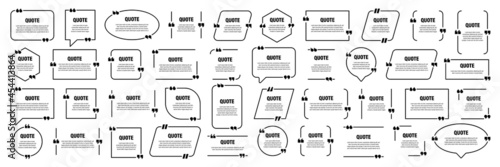 Set of isolated quote frames. Speech bubbles with quotation marks. Blank text box and quotes. Blog post template. Vector illustration. © 32 pixels